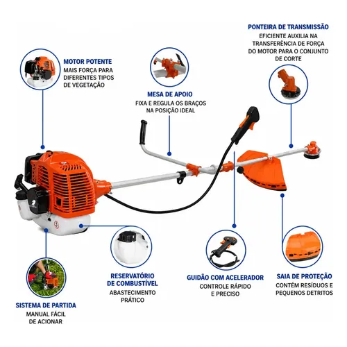 Roçadeira a Gasolina Allmind Kamare, 65 cc e 3,5 hp
