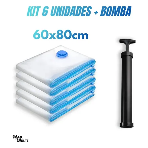 Kit 6 Sacos a Vácuo Maxmulti 60 x 80 cm com Bomba