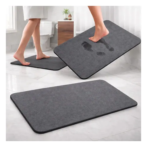 Tapete de Banheiro de Pedra Diatomita Wincy 60 x 40 cm Cinza-escuro