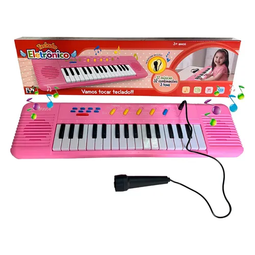 Teclado Piano Infantil Fun 32 Teclas com Microfone Karaokê