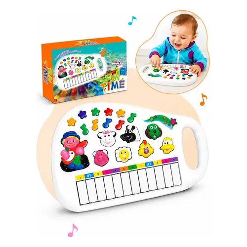Teclado Fazendinha Kizumba Pianinho 12 Teclas com Som de Animais