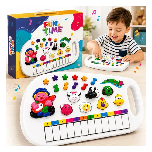 Pianinho Infantil Pratitudo Toys Fazendinha 12 Teclas com Som de Animais