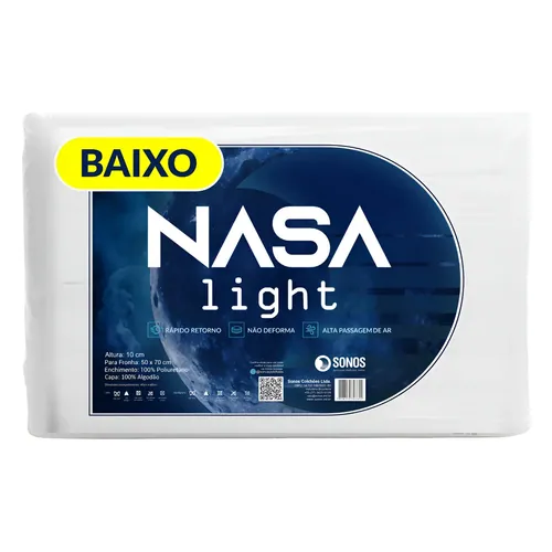 Travesseiro Sonos Nasa Light Baixo 10 cm