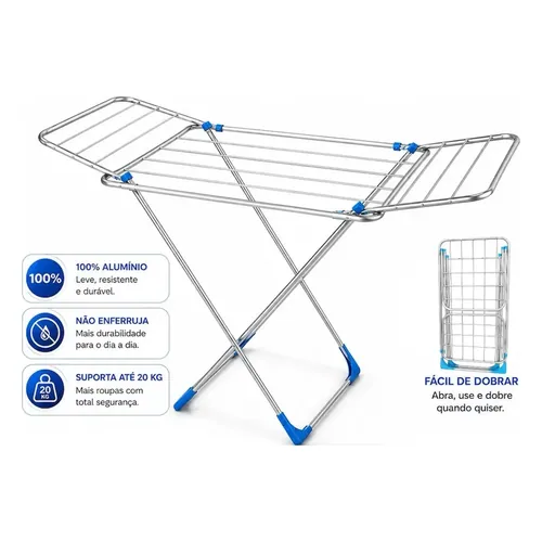 Varal de Chão com Abas 100% Alumínio 137 cm Alluor