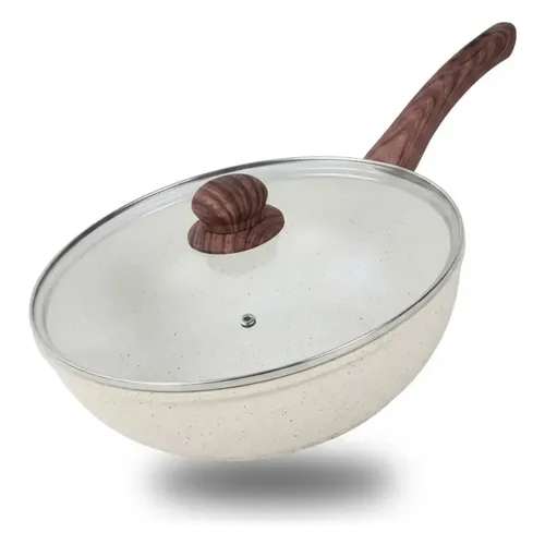 Wok Antiaderente Cerâmica Pítia Cook 28 cm com Tampa